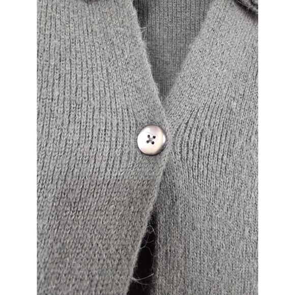 Soft Surroundings Alpaca Wool Blend Ruffle Collar Gray Cardigan, Women's Medium - Picture 9 of 15